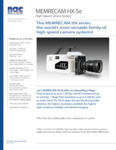 MEMRECAM HX-5e High Speed Camera System - Specification Sheet