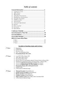 Table of contents General Information ................................................................ )