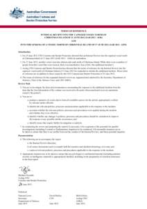 TERMS OF REFERENCE INTERNAL REVIEW INTO THE CAPSIZED VESSEL NORTH OF CHRISTMAS ISLAND OF 21 JUNESARAND INTO THE SINKING OF A VESSEL NORTH OF CHRISTMAS ISLAND OF 27 JUNESARIntrodu