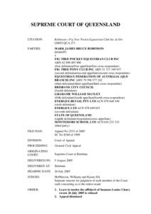 SUPREME COURT OF QUEENSLAND CITATION: Robinson v Fig Tree Pocket Equestrian Club Inc & Ors[removed]QCA 271