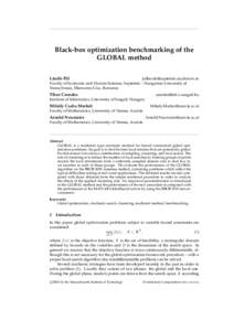 Black-box optimization benchmarking of the GLOBAL method L´aszlo´ P´al  Faculty of Economic and Human Sciences, Sapientia – Hungarian University of