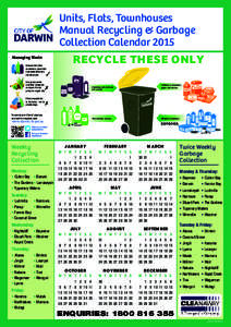 Kerbside Recycling & Garb Collection Calendar 2013 Units, Flats,
