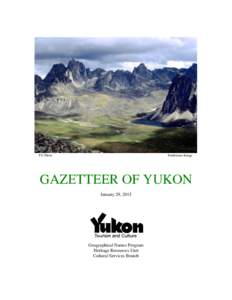 YG Photo  Tombstone Range GAZETTEER OF YUKON January 29, 2015