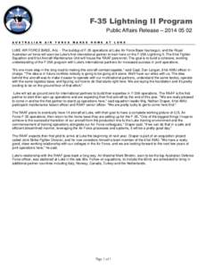 F-35 Lightning II Program Public Affairs Release – [removed]A U S T R A L I A N A I R
