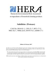 HERA Human & Environmental Risk Assessment - Subtilisins (Protease) -