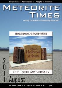 Meteorite Times Magazine Contents by Editor Featured Monthly Articles Accretion Desk by Martin Horejsi
