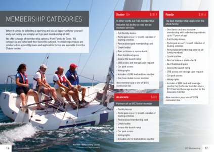 MEMBERSHIP CATEGORIES When it comes to selecting a sporting and social opportunity for yourself and your family you simply can’t go past membership at SYC. We offer a range of membership options, from Family to Crew. A