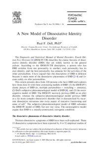 Psychiatr Clin N Am[removed]–26  A New Model of Dissociative Identity