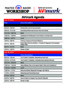 July 17, 2015  AVImark Agenda Time