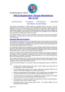 AALOSG Newsletter No. 10 April 07  AALO Supporters’ Group NewsletterNic Holman (Pres.)