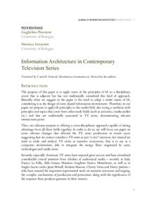 JOURNAL OF INFORMATION ARCHITECTURE | VOLUME 4 ISSUES 1 – 2  PEER-REVIEWED Guglielmo Pescatore University of Bologna Veronica Innocenti