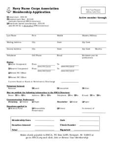 Navy Nurse Corps Association Membership Application Paste Your Personal Address Label Here