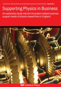A report for the Institute of Physics by the Manchester Institute of Innovation Research | MarchSupporting Physics in Business An exploratory study into the innovation-related business support needs of physics-bas