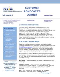 Microsoft Word - Customer Advocate Newsletter - Vol 4 Issue 1 Fall 2011.doc