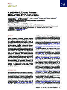 Neuron  Article Cerebellar LTD and Pattern Recognition by Purkinje Cells Volker Steuber,1,3,7,* Wolfgang Mittmann,2,3,7 Freek E. Hoebeek,4 R. Angus Silver,3 Chris I. De Zeeuw,4,5