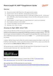 PowerLeap® PL-AXP™ Supplement Guide Features •