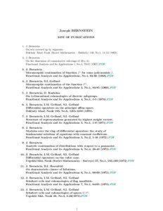Joseph BERNSTEIN LIST OF PUBLICATIONS