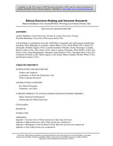 Ethical Decision Making in Internet Research: Version 2.0