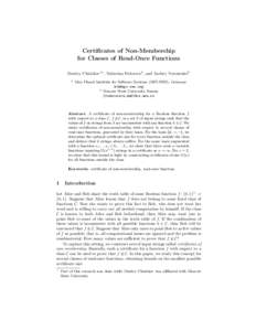 Certificates of Non-Membership for Classes of Read-Once Functions Dmitry Chistikov1? , Valentina Fedorova2 , and Andrey Voronenko2 1  Max Planck Institute for Software Systems (MPI-SWS), Germany