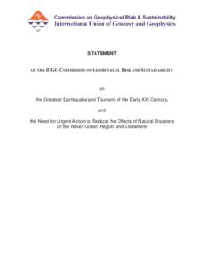 STATEMENT  OF THE IUGG COMMISSION ON GEOPHYSICAL RISK AND SUSTAINABILITY
