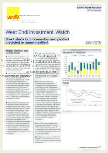 Savills World Research UK Commercial West End Investment Watch Brexit shock but income-focused product predicted to remain resilient