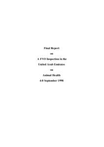 Final Report on A FVO Inspection in the United Arab Emirates on Animal Health