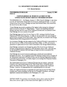 U.S. DEPARTMENT OF HOMELAND SECURITY  U.S. Secret Service FOR IMMEDIATE RELEASE  January 12, 2004