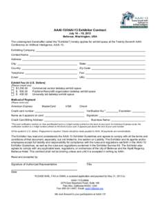 AAAI-13/IAAI-13 Exhibitor Contract July 14 – 18, 2013 Bellevue, Washington, USA The undersigned (hereinafter called the 