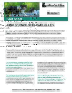 Research  Fact Sheet JUNK SCIENCE GETS CATS KILLED  L