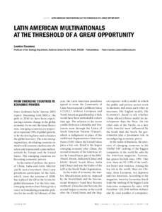 ESSAYS • Latin American Multinationals at the Threshold of a Great Opportunity  Latin American Multinationals