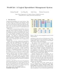 PrediCalc: A Logical Spreadsheet Management System Michael Kassoff Lee-Ming Zen  Ankit Garg