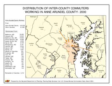 DISTRIBUTION OF INTER-COUNTY COMMUTERS WORKING IN ANNE ARUNDEL COUNTY[removed]Washington Cecil 0.1%