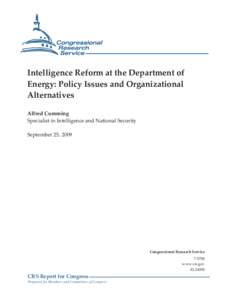 Intelligence Reform at the Department of Energy