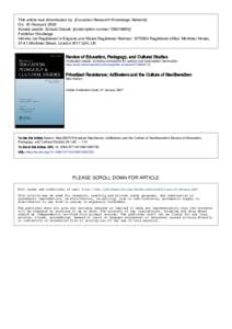 This article was downloaded by: [Canadian Research Knowledge Network] On: 16 February 2009 Access details: Access Details: [subscription numberPublisher Routledge Informa Ltd Registered in England and Wales R