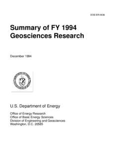 DOE/ER[removed]Summary of FY 1994 Geosciences Research December 1994