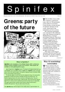 Spinifex Newsletter of the Global Greens 2001 Conference Greens: party of the future