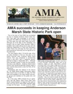 AMIA  THE ANDERSON MARSH INTERPRETIVE ASSOCIATION Promoting education & interpretive activities of Anderson Marsh State Historic Park PO BOX 672, LOWER LAKE, CA[removed]2658