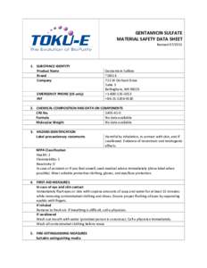 GENTAMICIN SULFATE MATERIAL SAFETY DATA SHEET RevisedSUBSTANCE IDENTITY Product Name