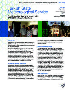 SGI® Customer Success: Turkish State Meteorological Service Case Study  Turkish State Meteorological Service Providing critical data to its country with DATACORE Integrated Solutions