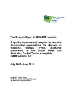 QUM Indicator 5.3 Final Report August 2011
