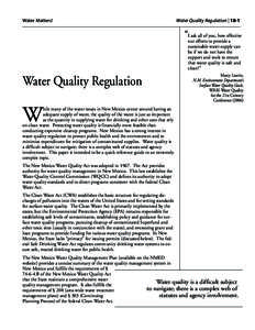 Water Matters!  Water Quality Regulation | 18-1 “I ask all of you, how effective our efforts to provide a
