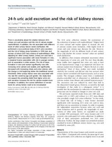 original article  http://www.kidney-international.org & 2008 International Society of Nephrology  24-h uric acid excretion and the risk of kidney stones