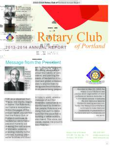 Rotary Club of Portland Annual Report LETTER FROM THE PRESIDENT . 1 