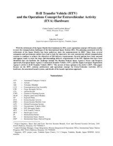 H-II Transfer Vehicle (HTV) and the Operations Concept for Extravehicular Activity (EVA) Hardware
