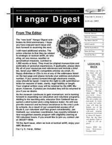 THE HANGAR DIGEST IS A PUBLICATION OF THE AIR MOBILITY COMMAND MUSEUM FOUNDATION, INC.  Hangar Digest V OLUME 5 , I SSUE 1 J ANUARY 2 005