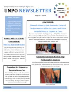 hhhhhhhhhhhhhhhhhhh  Unrepresented Nations and Peoples Organization UNPO NEWSLETTER April 2014 Edition