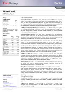 Banks Germany Akbank A.G. Full Rating Report Key Rating Drivers