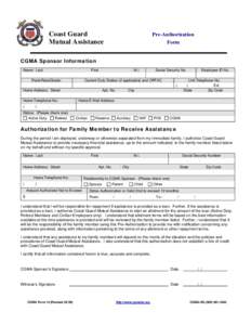 Coast Guard Mutual Assistance Pre-Authorization Form