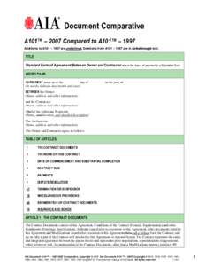 Document Comparative A101™ – 2007 Compared to A101™ – 1997 Additions to A101 – 1997 are underlined. Deletions from A101 – 1997 are in strikethrough text. TITLE