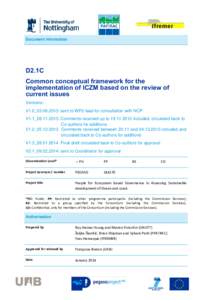 Document Information  D2.1C Common conceptual framework for the implementation of ICZM based on the review of current issues